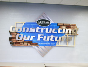 St.Clair College Constructing Our Future Interior Dimensional Signage Design Fabrication and Install