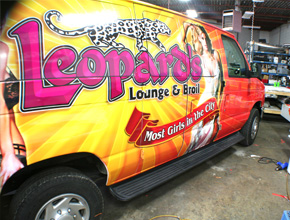 Leopards Lounge & Broil Vehicle Wrap Design Print and Install